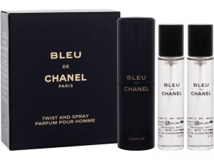Chanel Bleu De Chanel Parfum 2018 M 3x20ml (refills + purse) Twist and Spray